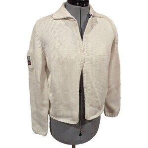 Vintage Deadstock Nwt Y2K White Cotton Snap Front Marsh Landing Sweater Sz M USA